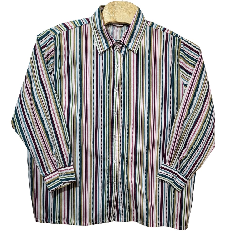 American Sweetheart Womens Multi Stripe Button Down Shirt Style B31 Size‎ XX